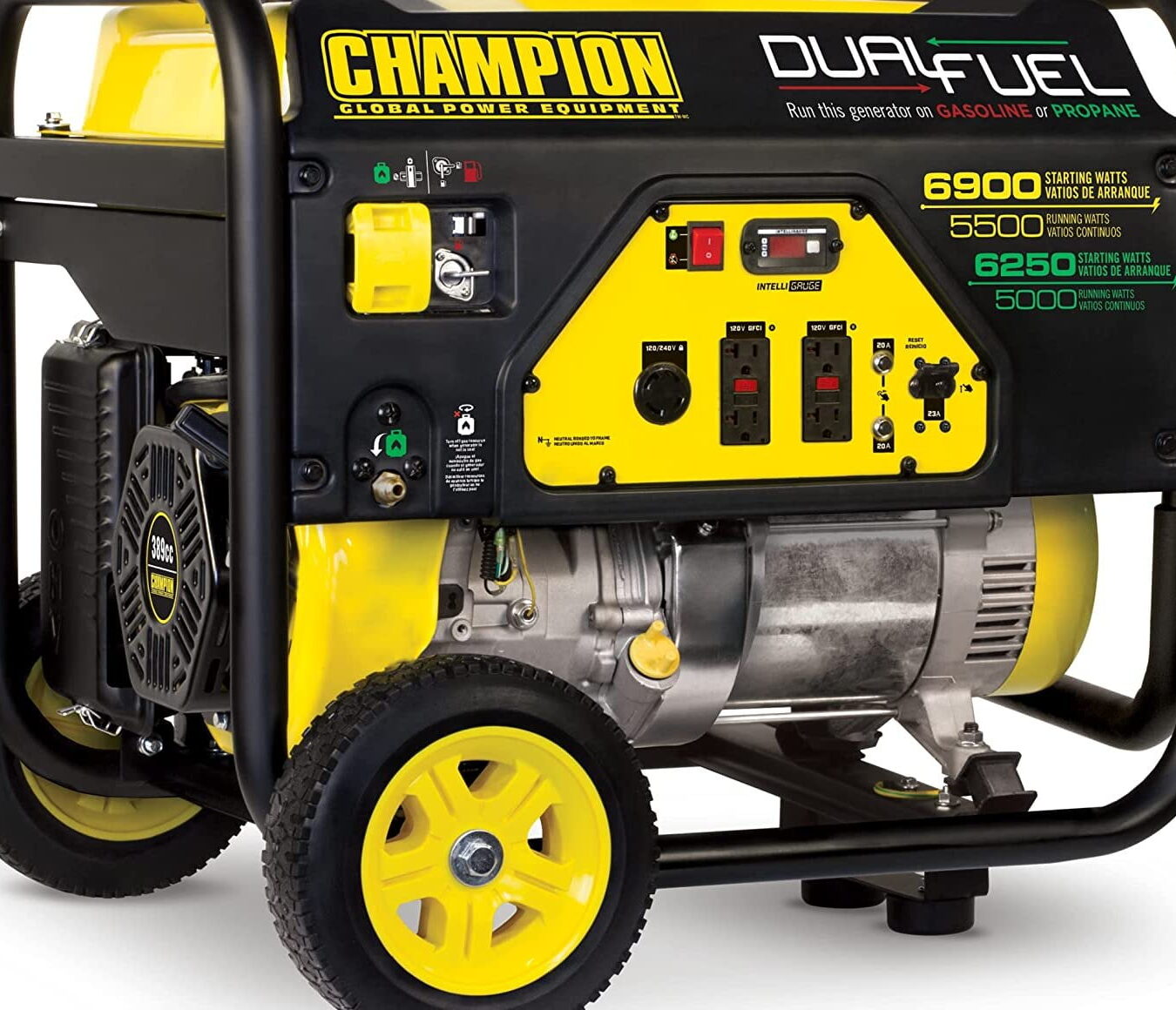 Champion Power Equipment 100231 6900/5500 vatios combustible dual gasolina...