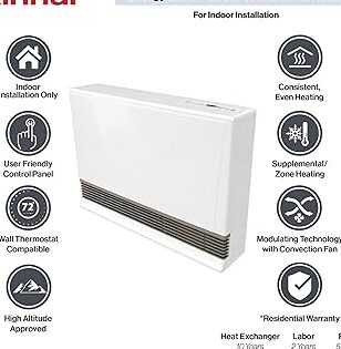 Horno de pared con calentador espacial Rinnai EX38CTN, ventilación directa, gas natural...